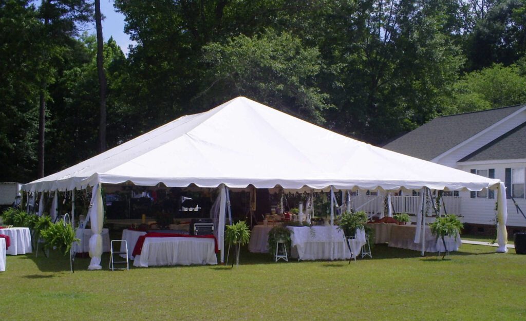 White Frame Tent Rentals - 30 Ft Wide, tent rentals, tent rentals near me, party rentals, party rentals near me