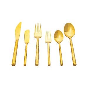 Gold Hammered Flatware