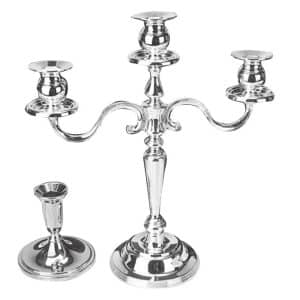 Silver Candelabra and Candlestick