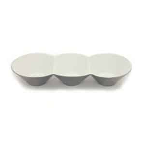 3 Section White China Silver Enamel