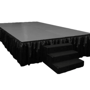 Stage with black skirting and steps
